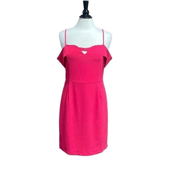 C. Luce Fuchsia Pink Cold Shoulder Sheath Dress Size Large NWT - Picture 1 of 6